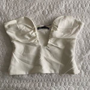 NWT ZARA white strapless open v-neckline top